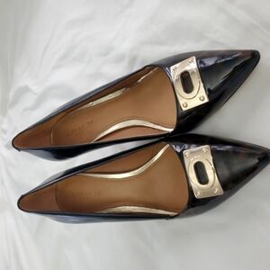 Coach Black Pointed Toe Heels Tortoise Accent Size 6 B